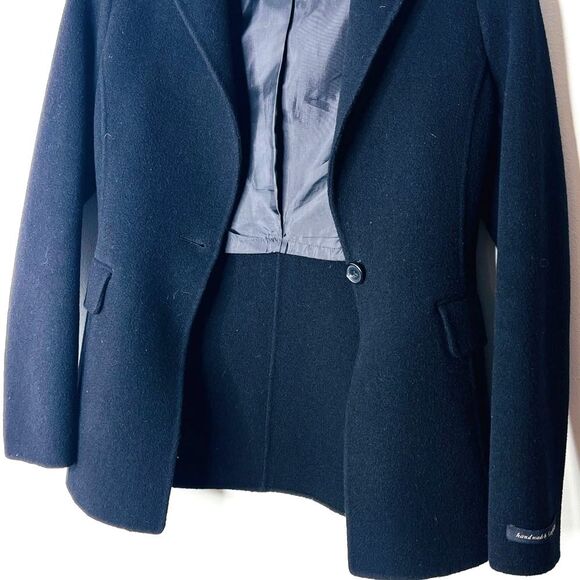 New Kang & Lee Black Wool one button Women's fitted Blazer Sz S with pockets - Picture 9 of 11